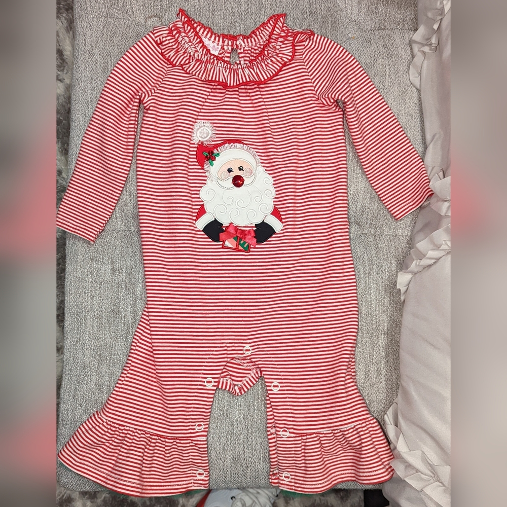 Bonnie Jean Christmas Red and White Striped One Piece